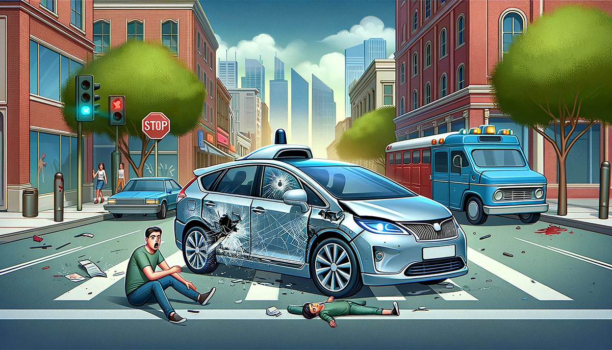 Self-Driving Car In Accident Graphic