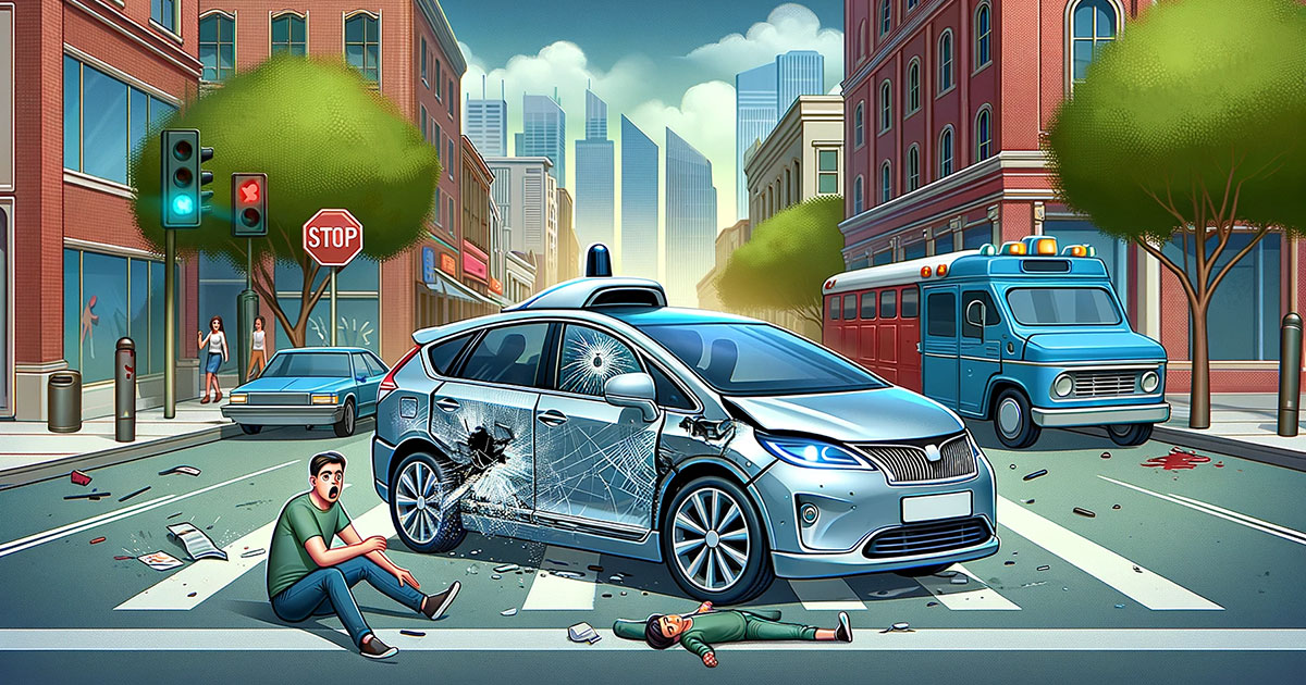 Self-Driving Car In Accident Graphic