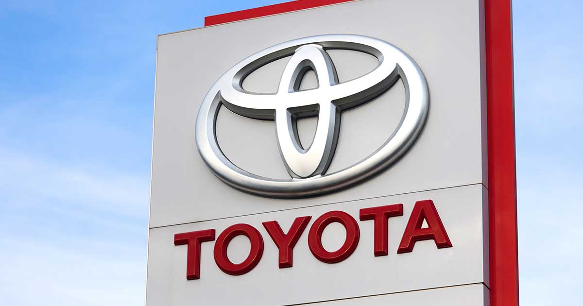 Toyota logo on sign. 