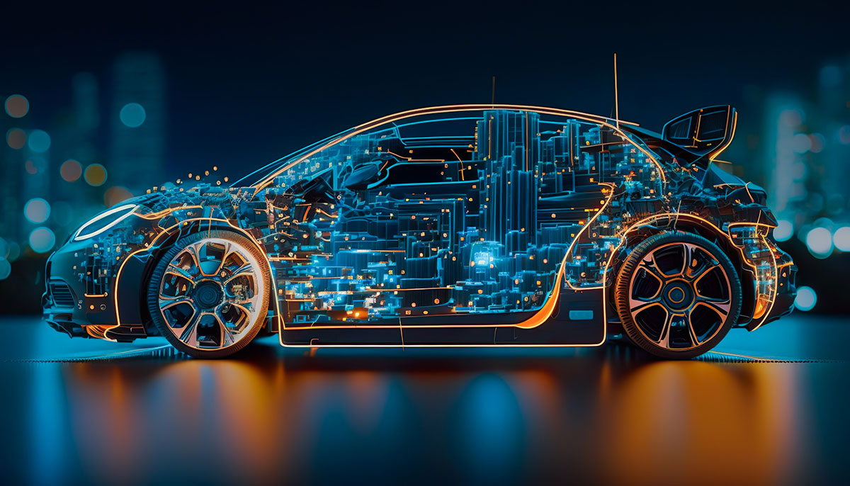 Stylish Connected and Automated Vehicle Graphic. 